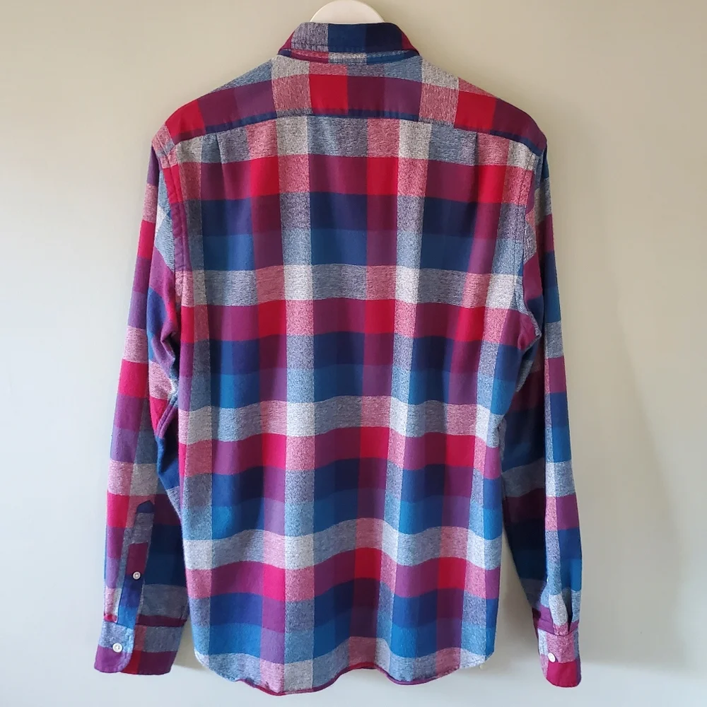 J. Crew M Ivy League Preppy Country Plaid Flannel Slim Fit Button Down Shirt